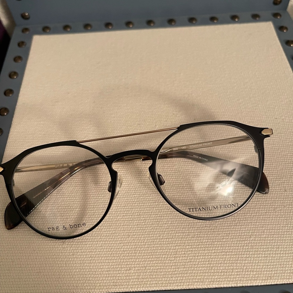 rag & bone Men's/Unisex Navy Round Titanium-Front Eyeglasses - Picture 7 of 9